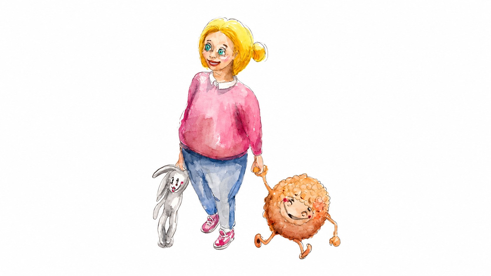 Mädchen mit Stofftier und Vitaminchen